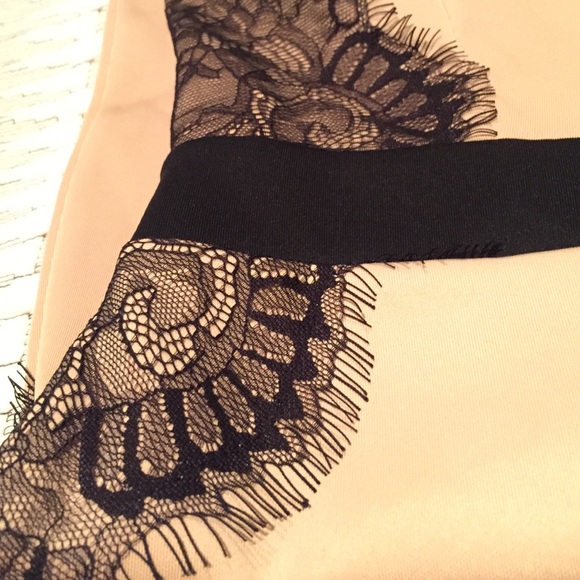 NWT Sexy Black Lace Trim Nude Bodycon Dress - Picture 4 of 4